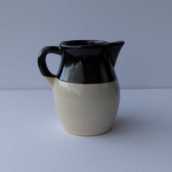 Vintage Roseville Pottery Pitcher Jug  6" Dark Brown and Cream RRP Co USA - Picture 2 of 16
